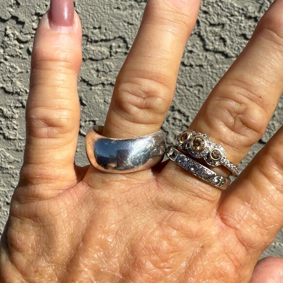 Vintage Sterling Silver Wavy Band ring Size 11 - Picture 5 of 8